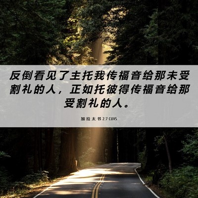 Picture 06 - 加 拉 太 书 2:7 CUVS - 反 倒 看 见 了 主 托 我 传 福 音 给 - Bible Verse Picture