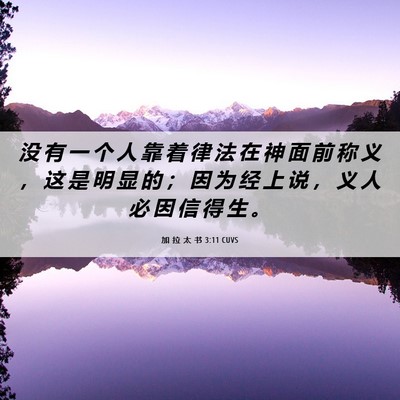 Picture 06 - 加 拉 太 书 3:11 CUVS - 没 有 一 个 人 靠 着 律 法 在 神 面 - Bible Verse Picture