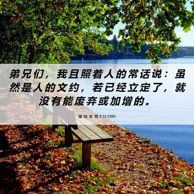 Picture 06 - 加 拉 太 书 3:15 CUVS - 弟 兄 们 ， 我 且 照 着 人 的 常 话 - Bible Verse Picture