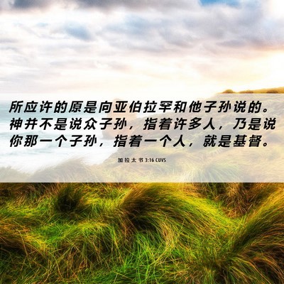 Picture 06 - 加 拉 太 书 3:16 CUVS - 所 应 许 的 原 是 向 亚 伯 拉 罕 和 - Bible Verse Picture