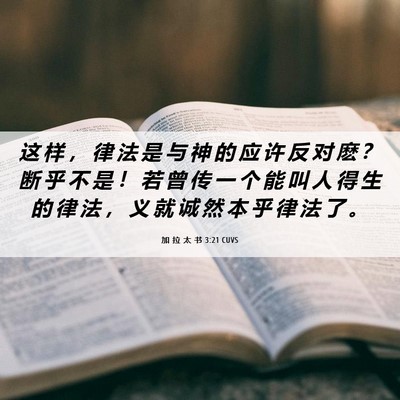Picture 06 - 加 拉 太 书 3:21 CUVS - 这 样 ， 律 法 是 与 神 的 应 许 反 - Bible Verse Picture
