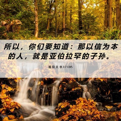 Picture 06 - 加 拉 太 书 3:7 CUVS - 所 以 ， 你 们 要 知 道 ： 那 以 信 - Bible Verse Picture