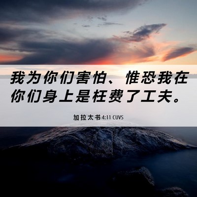 Picture 06 - 加 拉 太 书 4:11 CUVS - 我 为 你 们 害 怕 、 惟 恐 我 在 你 - Bible Verse Picture