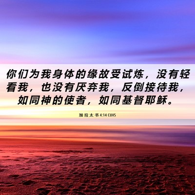 Picture 06 - 加 拉 太 书 4:14 CUVS - 你 们 为 我 身 体 的 缘 故 受 试 炼 - Bible Verse Picture