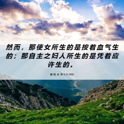 Picture 06 - 加 拉 太 书 4:23 CUVS - 然 而 ， 那 使 女 所 生 的 是 按 着 - Bible Verse Picture