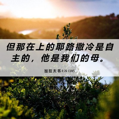 Picture 06 - 加 拉 太 书 4:26 CUVS - 但 那 在 上 的 耶 路 撒 冷 是 自 主 - Bible Verse Picture