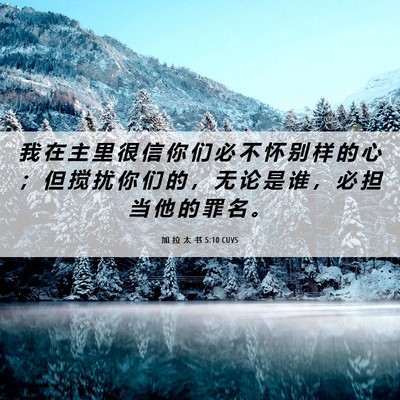 Picture 06 - 加 拉 太 书 5:10 CUVS - 我 在 主 里 很 信 你 们 必 不 怀 别 - Bible Verse Picture