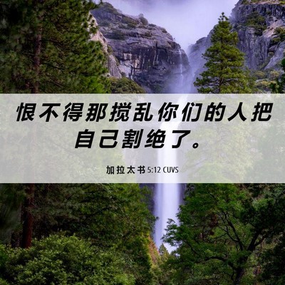 Picture 06 - 加 拉 太 书 5:12 CUVS - 恨 不 得 那 搅 乱 你 们 的 人 把 自 - Bible Verse Picture