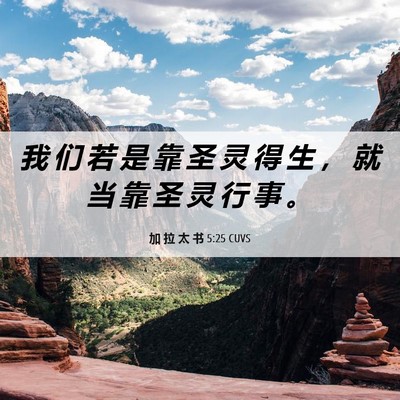 Picture 06 - 加 拉 太 书 5:25 CUVS - 我 们 若 是 靠 圣 灵 得 生 ， 就 当 - Bible Verse Picture