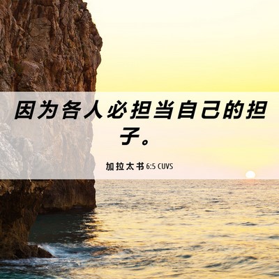 Picture 06 - 加 拉 太 书 6:5 CUVS - 因 为 各 人 必 担 当 自 己 的 担 子 - Bible Verse Picture