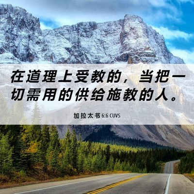 Picture 06 - 加 拉 太 书 6:6 CUVS - 在 道 理 上 受 教 的 ， 当 把 一 切 - Bible Verse Picture