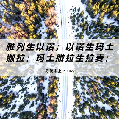 Picture 06 - 历 代 志 上 1:3 CUVS - 雅 列 生 以 诺 ； 以 诺 生 玛 土 撒 - Bible Verse Picture