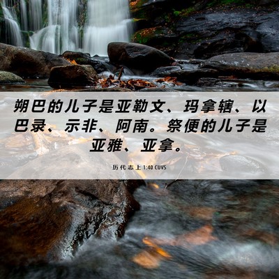 Picture 06 - 历 代 志 上 1:40 CUVS - 朔 巴 的 儿 子 是 亚 勒 文 、 玛 拿 - Bible Verse Picture
