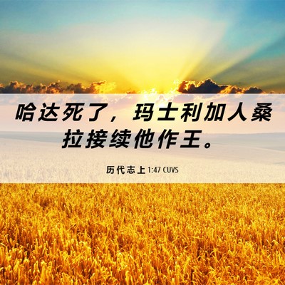 Picture 06 - 历 代 志 上 1:47 CUVS - 哈 达 死 了 ， 玛 士 利 加 人 桑 拉 - Bible Verse Picture