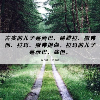 Picture 06 - 历 代 志 上 1:9 CUVS - 古 实 的 儿 子 是 西 巴 、 哈 腓 拉 - Bible Verse Picture