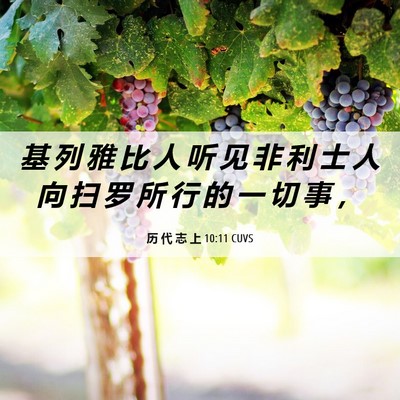 Picture 06 - 历 代 志 上 10:11 CUVS - 基 列 雅 比 人 听 见 非 利 士 人 向 - Bible Verse Picture