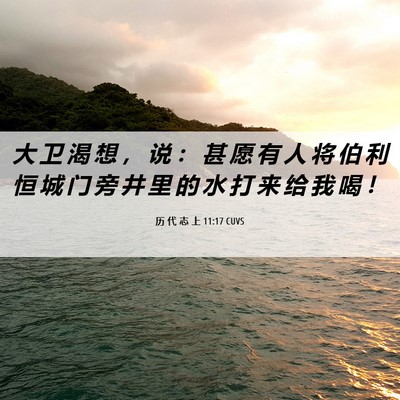 Picture 06 - 历 代 志 上 11:17 CUVS - 大 卫 渴 想 ， 说 ： 甚 愿 有 人 将 - Bible Verse Picture