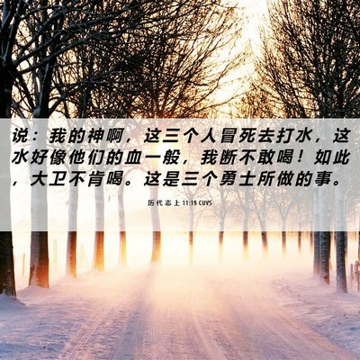Picture 06 - 历 代 志 上 11:19 CUVS - 说 ： 我 的 神 啊 ， 这 三 个 人 冒 - Bible Verse Picture