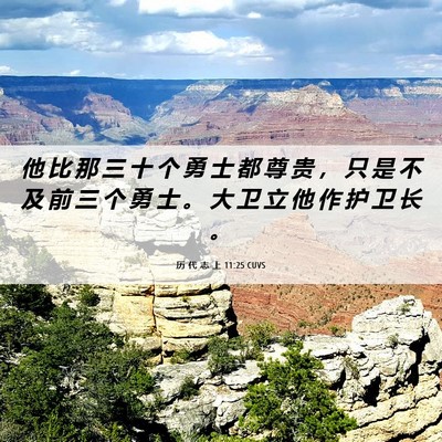 Picture 06 - 历 代 志 上 11:25 CUVS - 他 比 那 三 十 个 勇 士 都 尊 贵 ， - Bible Verse Picture
