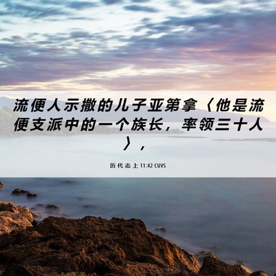 Picture 06 - 历 代 志 上 11:42 CUVS - 流 便 人 示 撒 的 儿 子 亚 第 拿 〈 - Bible Verse Picture