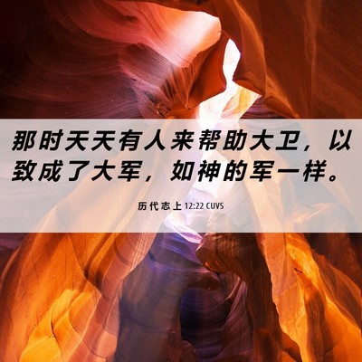 Picture 06 - 历 代 志 上 12:22 CUVS - 那 时 天 天 有 人 来 帮 助 大 卫 ， - Bible Verse Picture
