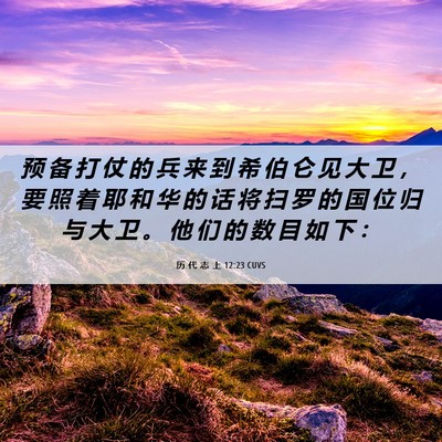 Picture 06 - 历 代 志 上 12:23 CUVS - 预 备 打 仗 的 兵 来 到 希 伯 仑 见 - Bible Verse Picture