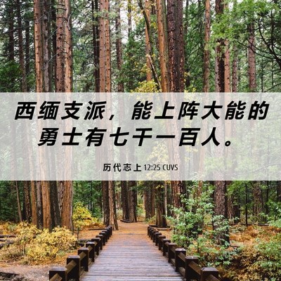 Picture 06 - 历 代 志 上 12:25 CUVS - 西 缅 支 派 ， 能 上 阵 大 能 的 勇 - Bible Verse Picture