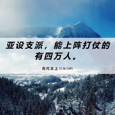 Picture 06 - 历 代 志 上 12:36 CUVS - 亚 设 支 派 ， 能 上 阵 打 仗 的 有 - Bible Verse Picture