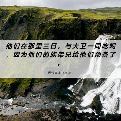 Picture 06 - 历 代 志 上 12:39 CUVS - 他 们 在 那 里 三 日 ， 与 大 卫 一 - Bible Verse Picture