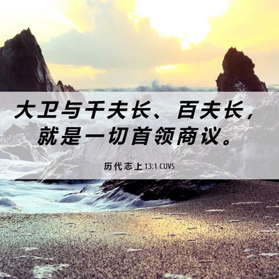 Picture 06 - 历 代 志 上 13:1 CUVS - 大 卫 与 千 夫 长 、 百 夫 长 ， 就 - Bible Verse Picture