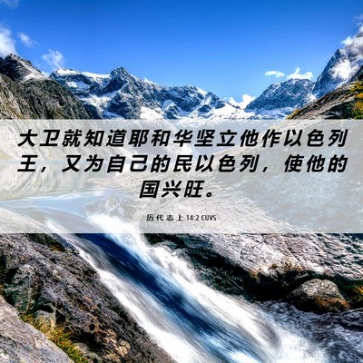 Picture 06 - 历 代 志 上 14:2 CUVS - 大 卫 就 知 道 耶 和 华 坚 立 他 作 - Bible Verse Picture
