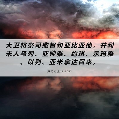 Picture 06 - 历 代 志 上 15:11 CUVS - 大 卫 将 祭 司 撒 督 和 亚 比 亚 他 - Bible Verse Picture