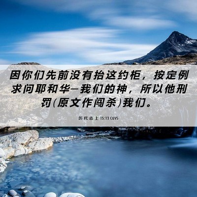 Picture 06 - 历 代 志 上 15:13 CUVS - 因 你 们 先 前 没 有 抬 这 约 柜 ， - Bible Verse Picture