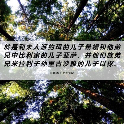 Picture 06 - 历 代 志 上 15:17 CUVS - 於 是 利 未 人 派 约 珥 的 儿 子 希 - Bible Verse Picture