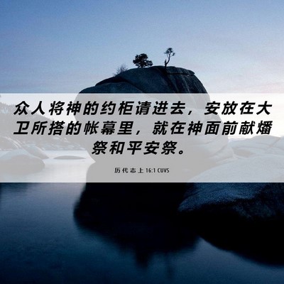Picture 06 - 历 代 志 上 16:1 CUVS - 众 人 将 神 的 约 柜 请 进 去 ， 安 - Bible Verse Picture