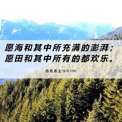 Picture 06 - 历 代 志 上 16:32 CUVS - 愿 海 和 其 中 所 充 满 的 澎 湃 ； - Bible Verse Picture
