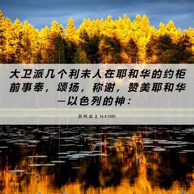 Picture 06 - 历 代 志 上 16:4 CUVS - 大 卫 派 几 个 利 未 人 在 耶 和 华 - Bible Verse Picture
