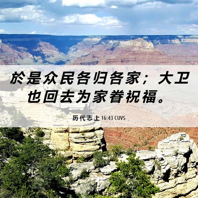 Picture 06 - 历 代 志 上 16:43 CUVS - 於 是 众 民 各 归 各 家 ； 大 卫 也 - Bible Verse Picture