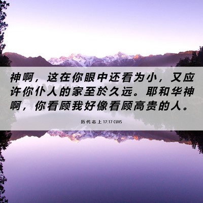 Picture 06 - 历 代 志 上 17:17 CUVS - 神 啊 ， 这 在 你 眼 中 还 看 为 小 - Bible Verse Picture