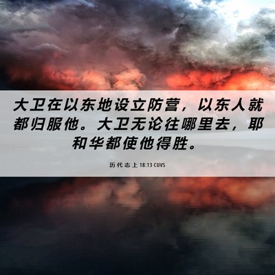 Picture 06 - 历 代 志 上 18:13 CUVS - 大 卫 在 以 东 地 设 立 防 营 ， 以 - Bible Verse Picture