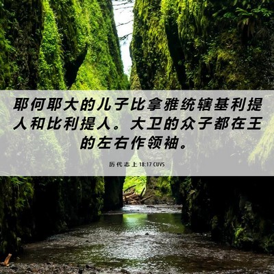 Picture 06 - 历 代 志 上 18:17 CUVS - 耶 何 耶 大 的 儿 子 比 拿 雅 统 辖 - Bible Verse Picture