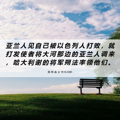 Picture 06 - 历 代 志 上 19:16 CUVS - 亚 兰 人 见 自 己 被 以 色 列 人 打 - Bible Verse Picture