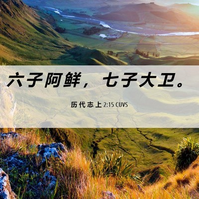 Picture 06 - 历 代 志 上 2:15 CUVS - 六 子 阿 鲜 ， 七 子 大 卫 - Bible Verse Picture
