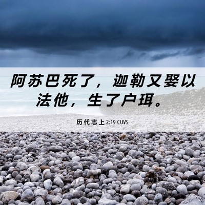 Picture 06 - 历 代 志 上 2:19 CUVS - 阿 苏 巴 死 了 ， 迦 勒 又 娶 以 法 - Bible Verse Picture