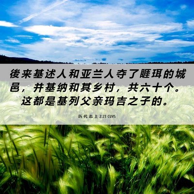 Picture 06 - 历 代 志 上 2:23 CUVS - 後 来 基 述 人 和 亚 兰 人 夺 了 睚 - Bible Verse Picture