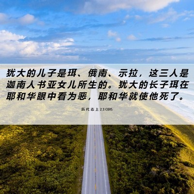 Picture 06 - 历 代 志 上 2:3 CUVS - 犹 大 的 儿 子 是 珥 、 俄 南 、 示 - Bible Verse Picture
