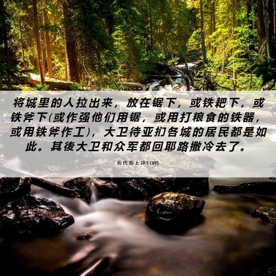 Picture 06 - 历 代 志 上 20:3 CUVS - 将 城 里 的 人 拉 出 来 ， 放 在 锯 - Bible Verse Picture