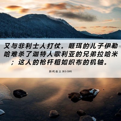 Picture 06 - 历 代 志 上 20:5 CUVS - 又 与 非 利 士 人 打 仗 。 睚 珥 的 - Bible Verse Picture
