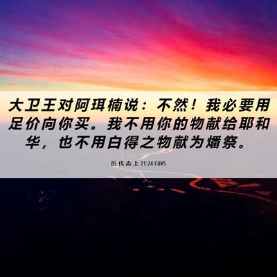 Picture 06 - 历 代 志 上 21:24 CUVS - 大 卫 王 对 阿 珥 楠 说 ： 不 然 ！ - Bible Verse Picture