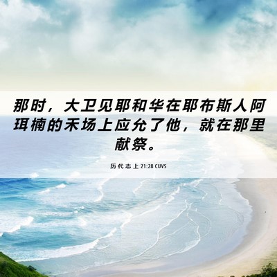 Picture 06 - 历 代 志 上 21:28 CUVS - 那 时 ， 大 卫 见 耶 和 华 在 耶 布 - Bible Verse Picture